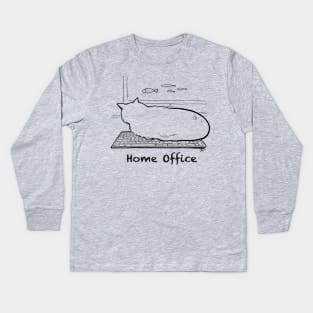 Home office with cat Kids Long Sleeve T-Shirt